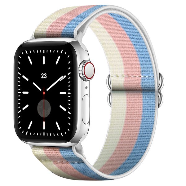 Pattern Nylon Solo Loop Band Strap &amp; Buckle Compatible with Apple Watch 42mm / 44mm / 45mm