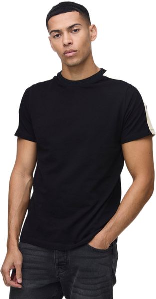 boohooMAN - Men's Slim Colour Block Pique T-Shirt - Black