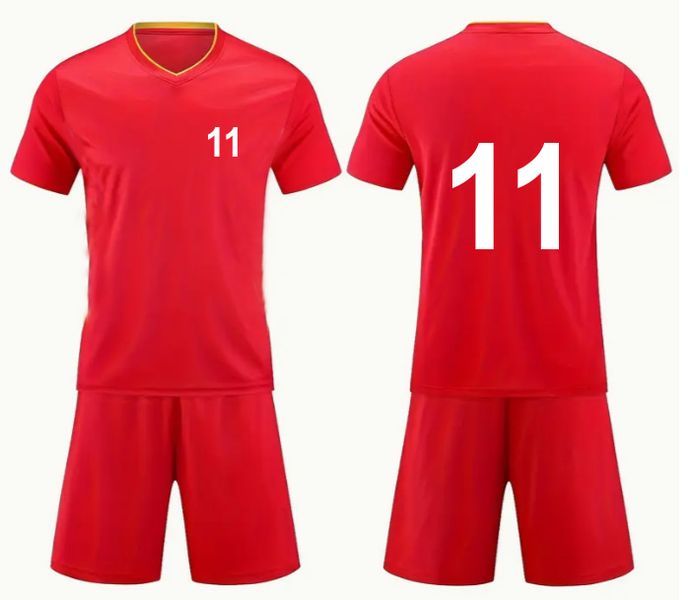 Soccer Kit 15 Set - Red Top and Bottom with White Printing