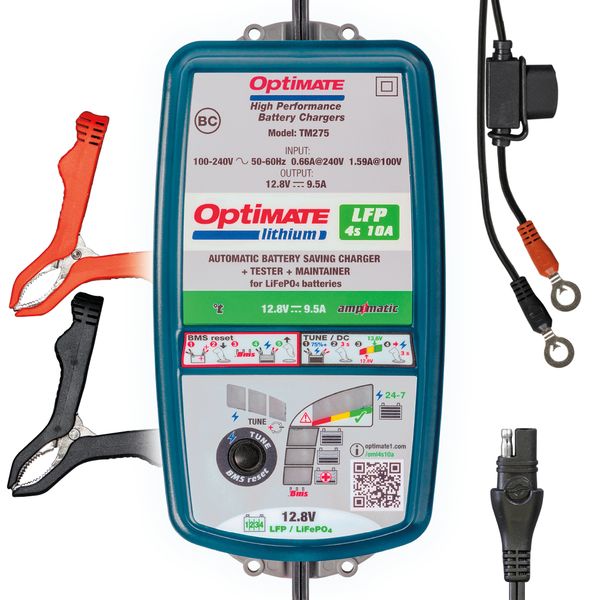 OptiMate Lithium 4S - Premium 12.8 V LiFePO Charger &amp; Maintainer (10A)