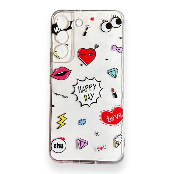 AMA Happy Day Clear Silicon Protective Case For Samsung Galaxy S22