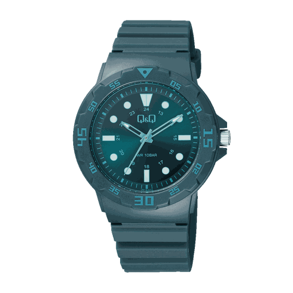 Q&amp;Q-Mens Resin Quartz Watch-VR18J010Y
