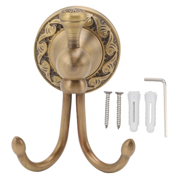 Brass Stainless Steel Retro Double Prong Coat Hook