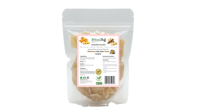 Natural Stuff Premium Dried Ginger Slices-Digestive and Immune support.