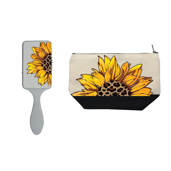 Sunflower Custom Sublimation Makeup Bag - Hair Brush Design