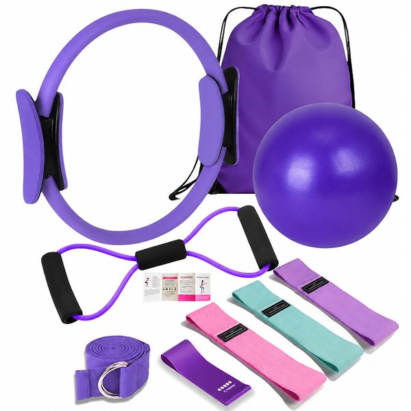 Home Gym Pilates Set: Resistance Bands, Ring, Ball &amp; Accessories