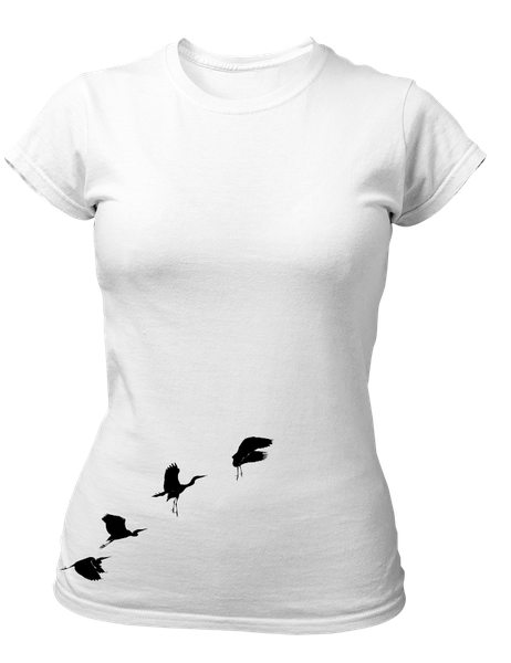 PepperSt Ladies White T-Shirt - Flying Birds