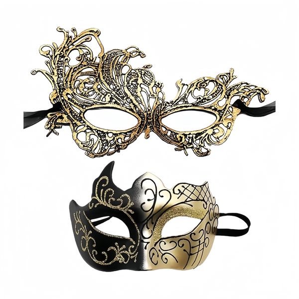 Couple Venetian Lace Masquerade Masks for Costume Party &amp; Mardi Gras