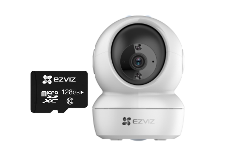 EZVIZ H6c Pan &amp; Tilt Smart Home Camera + 128 GB MicroSD Card