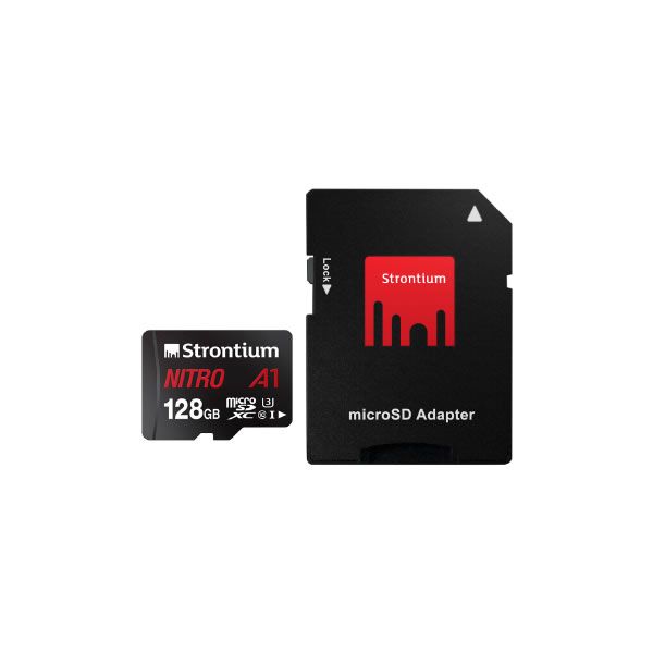 Strontium 128GB NITRO Micro SDXC A1 UHS-I (U3) Card with Adaptor