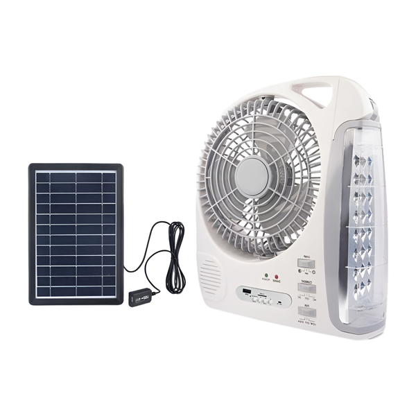 6-in-1 Solar Rechargeable Fan with 5800mAh Battery and 6W Panel