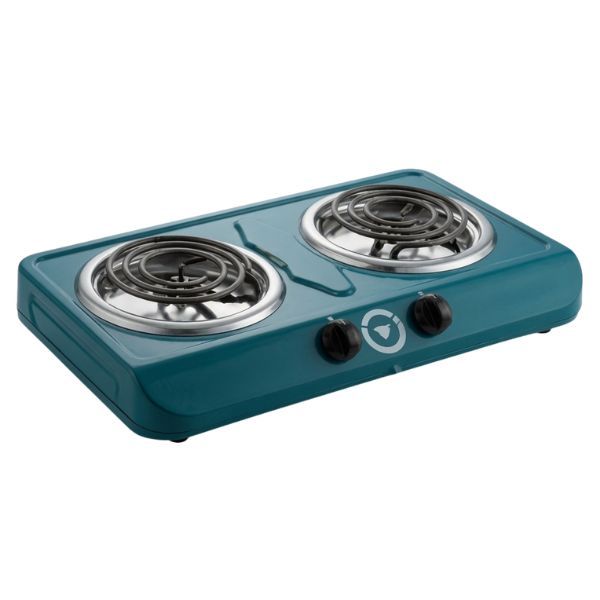 Red Double Hot Plate Electric Stove with Two Spiral Burners