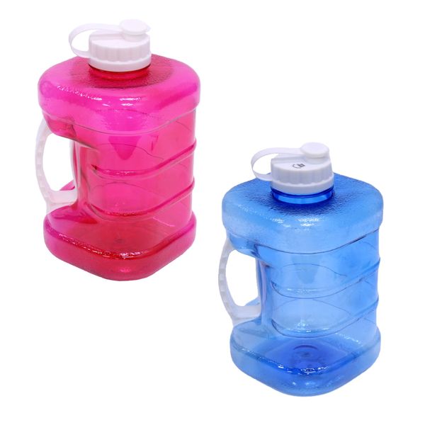 2 LT Sports Water Bottle With Integrated Carry Handle - Blue &amp; Pink 2 Pack