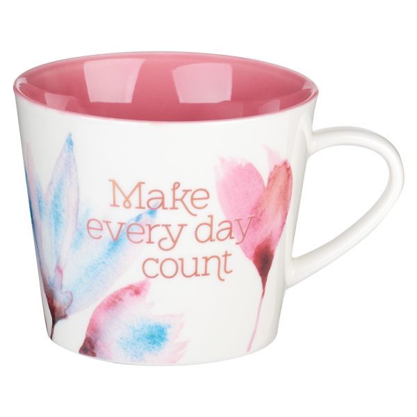 Mug - Make Every Day Count, Pink Petals