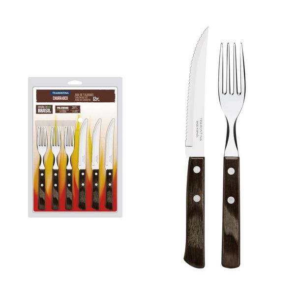 Tramontina 12 Piece Flatware Set, Polywood, Braai Range, Dishwasher Safe