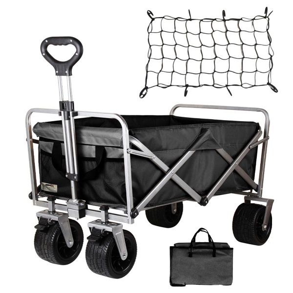 Wildout Folding Camping Wagon Utility Carts with Net Cover and Dual-brake