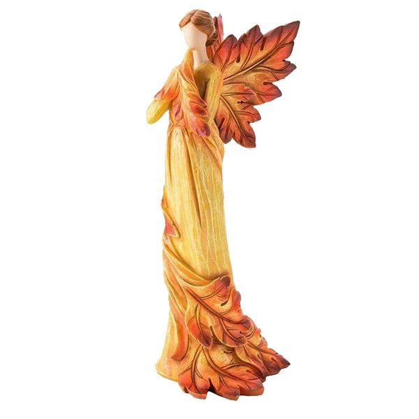 Autumn Maple Leaf Angel Statue Desktop Ornaments Standing Angel
