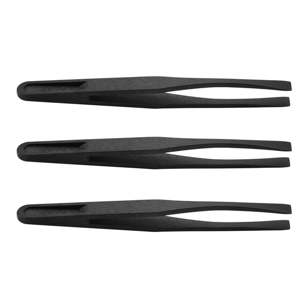 115mm Tip Black Plastic Anti-static Tweezers 3 Pcs