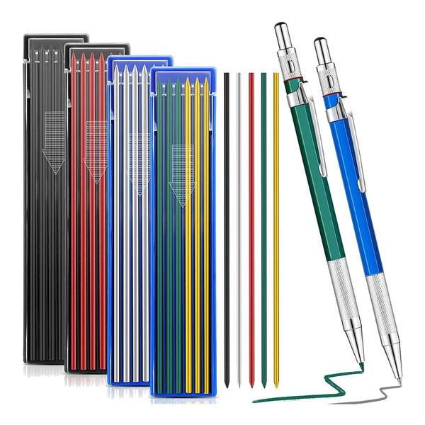 2 Pcs Welders Pencil with 48 PCS Round Refills Mechanical Pencils