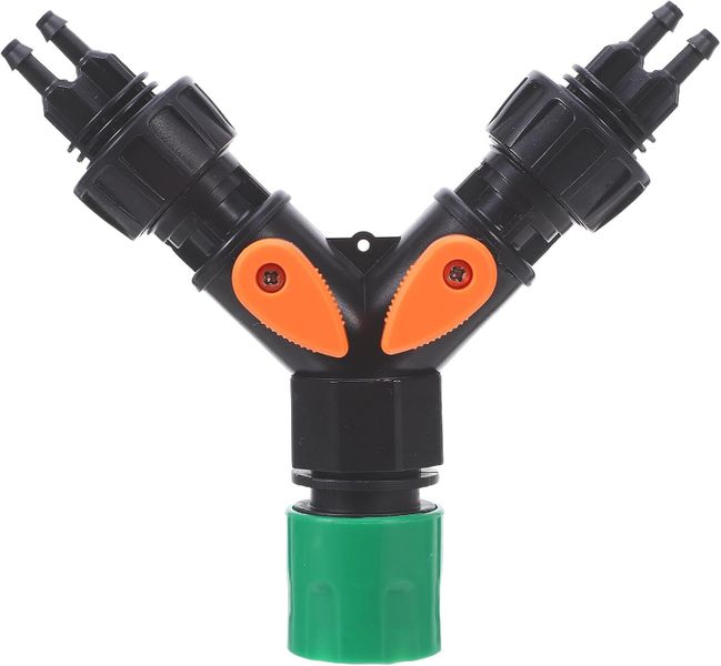4-Port Garden Hose Splitter With Shut-Off Valves, Plastic Fittings For 6mm