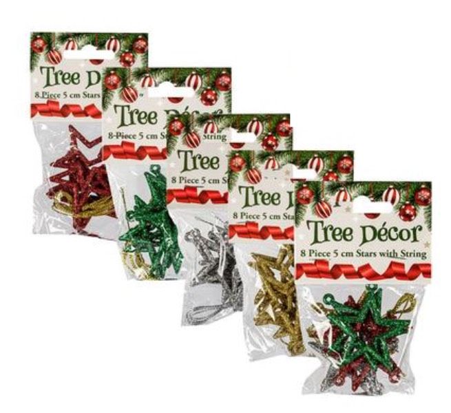 Set Of 5 Boxed Christmas Stars 40 Assorted Colours