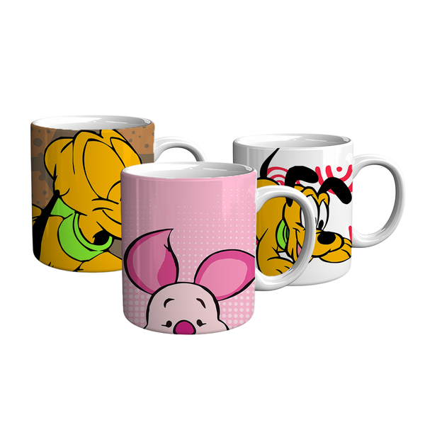 Baby Pluto &amp; Pig Printed 3 Coffee Mugs