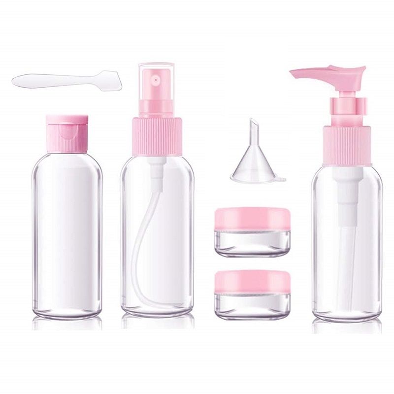 100ml Refillable Toiletry Travel Cosmetics Makeup Empty Bottles Pink Kit