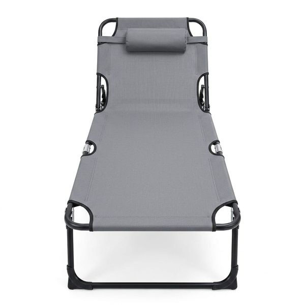 Supa Brite Foldable Camping Bed &amp; Stretcher with Pillow - Grey