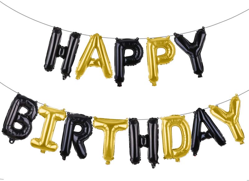 BubbleBean - Foil Happy Birthday Black &amp; Gold