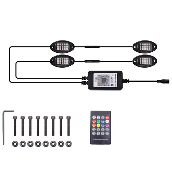 12V LED RGB LED Rock Lights Chassis Light APP + RF dual control