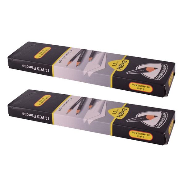 Marco 12 Piece Black Triangular HB Pencils [2-Pack]