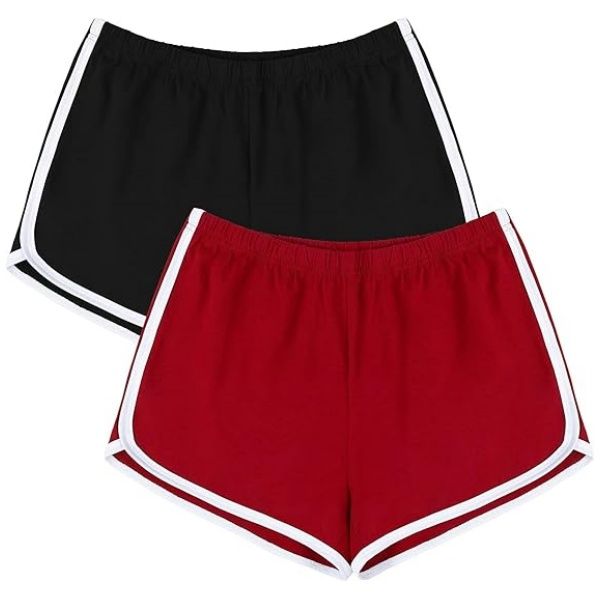 Cotton Gym Yoga Summer Running Active Dance Elastic Shorts, Pack of 2
