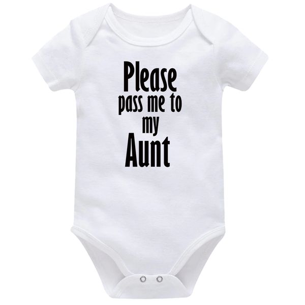 Please Pass Me To My Aunt Baby Vest Bodysuit Onesie Short Sleeve