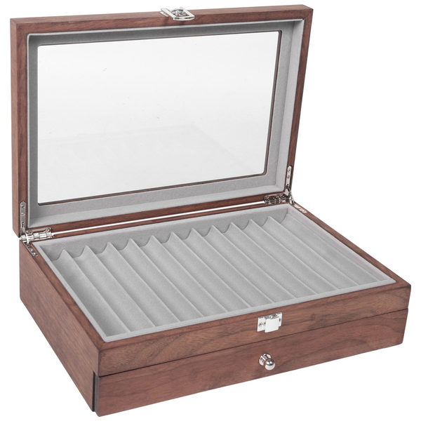 23 Grid Walnut Pen Storage Case