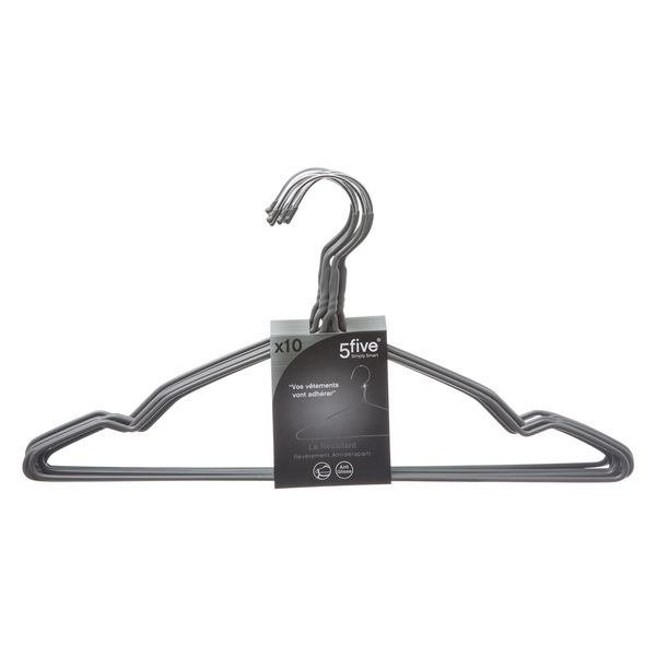 5five Metal Hangers with Grey PVC Coating Set - 10 Piece - 40cm