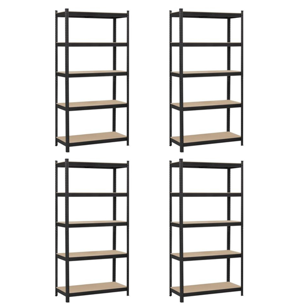 Set of 4 - 5-Tier Steel Storage Shelving Units | Adjustable &amp; Modular Racks