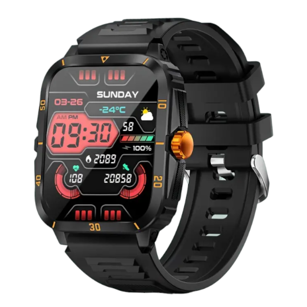 1.96" Large Screen Waterproof Luminous Smart Watch - Black &amp; Orange
