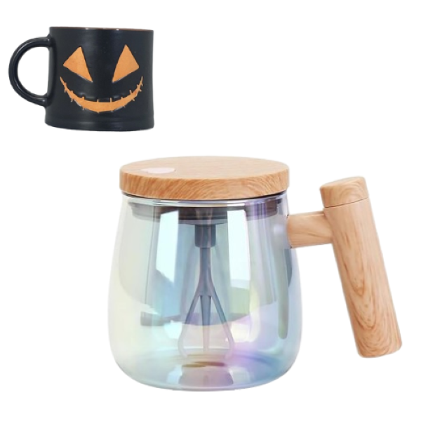 Glass Electric Self Mixing Cup with Lid &amp; Handle