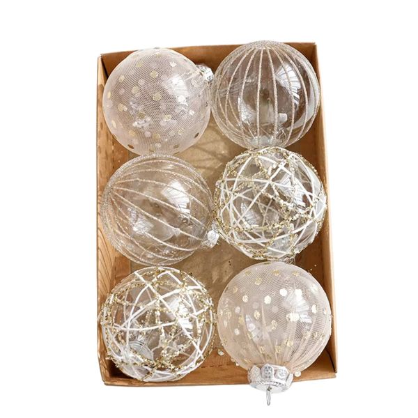 6pc 8cm Christmas Ball Natural