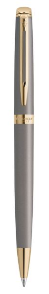 WATERMAN Hemisphere Metallic Grey Gold Trim Ballpoint Pen Medium Blue Ink