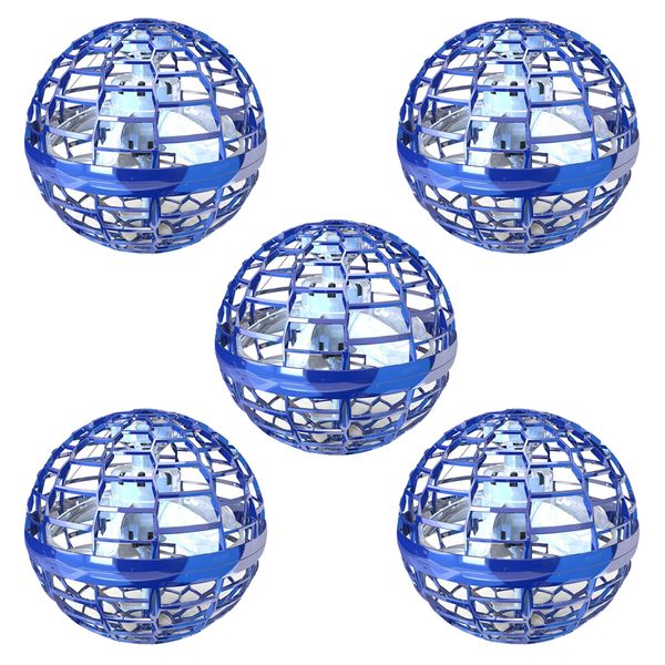 Flying Spinner Ball - Hand Controlled Mini Drone LED Ball - Blue - 5 Pack
