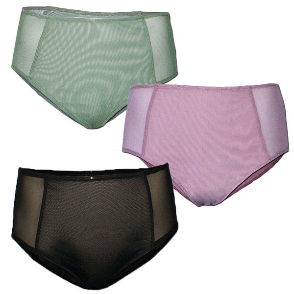 Nucleus High Waist Mesh Pantie Set in Black, Pink and Olive