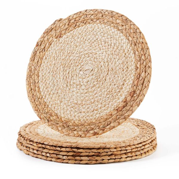 Chenshia 30cm Round Natural Woven Placemats-Set of 6 Rattan Table Mat