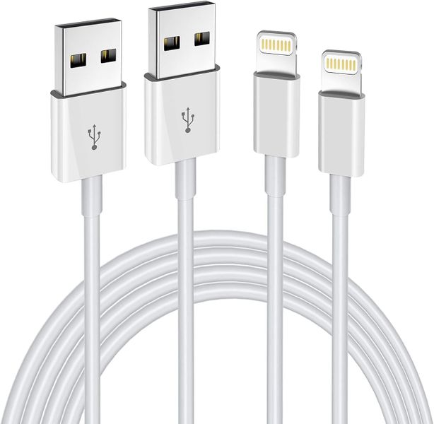 USB to Lightning Cord Fast Charging for iPhone - Pack of 2