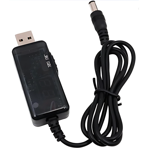 USB DC 5V to 9V/12V Step-Up Converter Cable with Switch &amp; LED Display