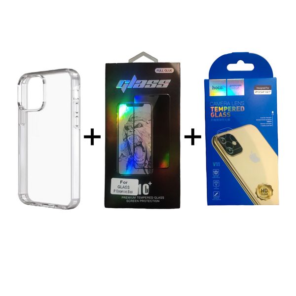 Clear Silicone Case + Screen &amp; Camera Lense Protectors for iPhone 13