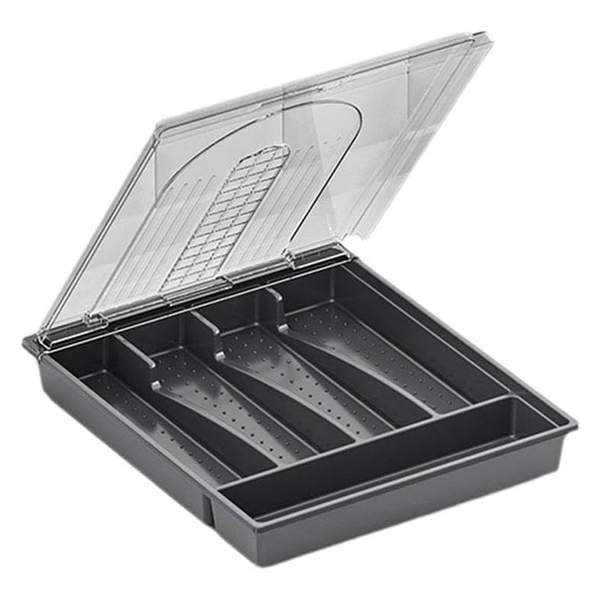 Organizer With Lid Plastic Cutlery And Flatware Storage Box A