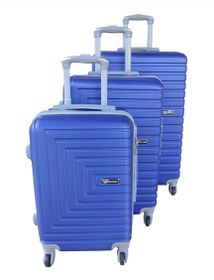 3-Piece ABS Luggage Set, Blue-Grey Accents, Spinner Wheels