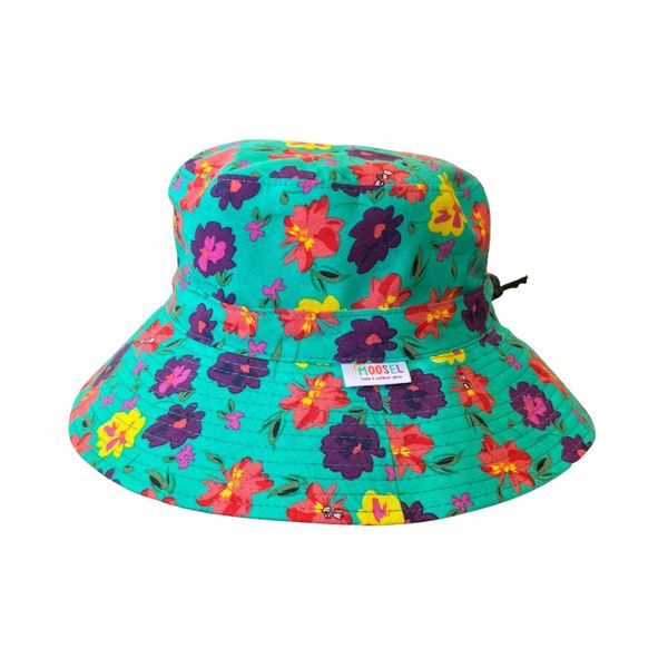 Kids Bucket Sun Hat Bright Floral Flowers Purple Orange Green