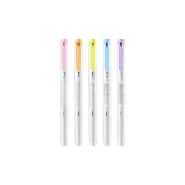 5 Piece - Soft Color Dual Tip Fluorescent Markers - Natural Colors
